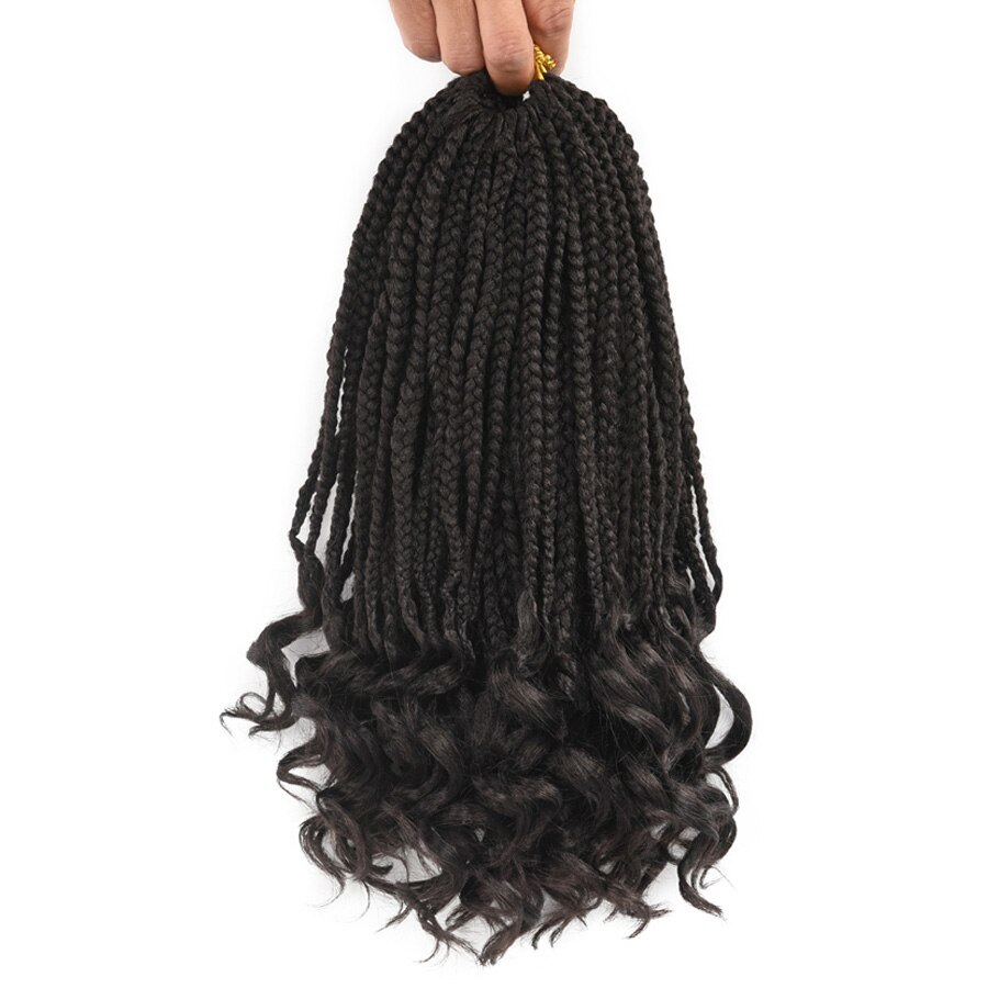Girl Crochet Hair Box Braids Curly Ends 14 18 24 Inch Ombre Synthetic Hair for Braids 22 Strands Box Braiding Hair Extensions