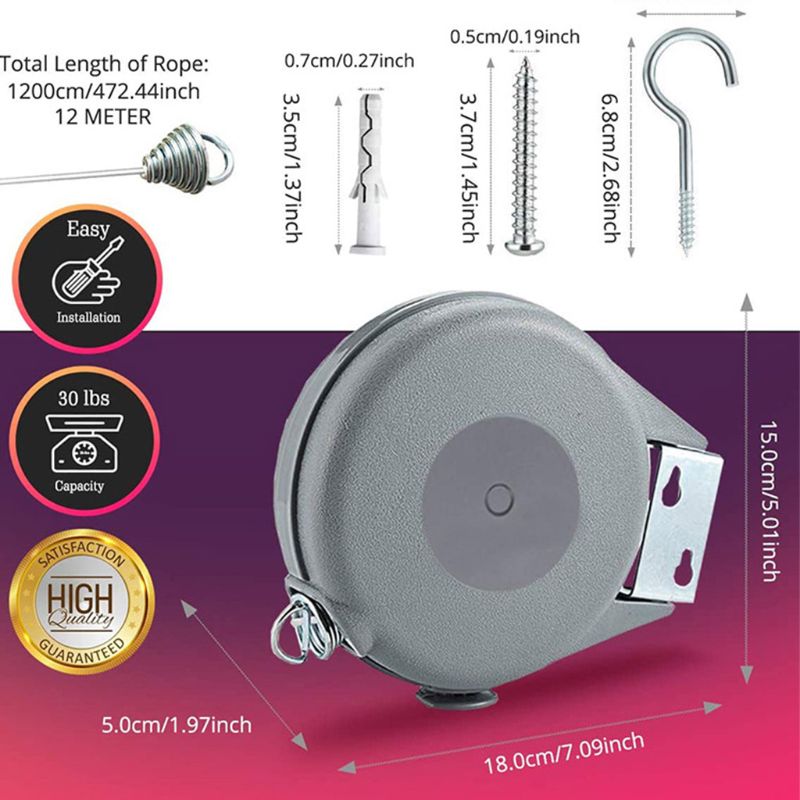 Draagbare washanger droogtouw ruimtebesparend hoge sterkte intrekbaar lang  p0re