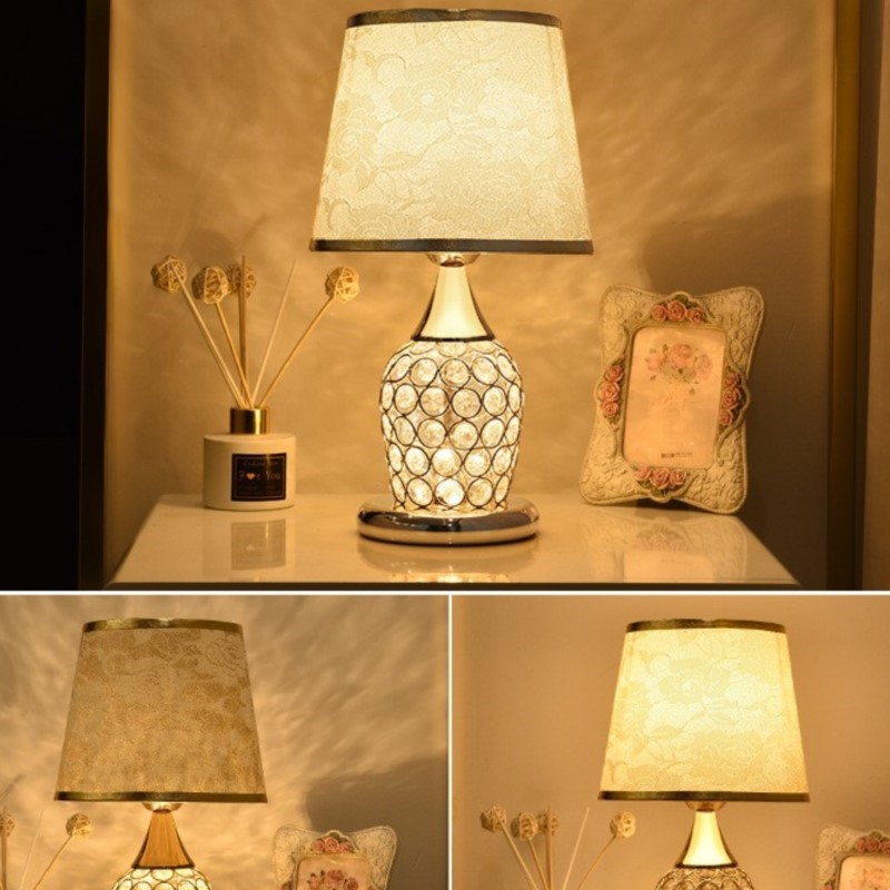 Kristall-Tischlampe Ich bin europäischen Stil, einfache moderne Schlafzimmer-warme romantische , kreative dekorative Nachttischlampe