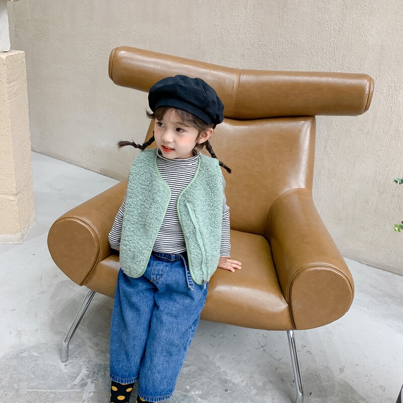 Herfstmeisjes warme fleece vest kinderen snoepkleurige vesten kindervest