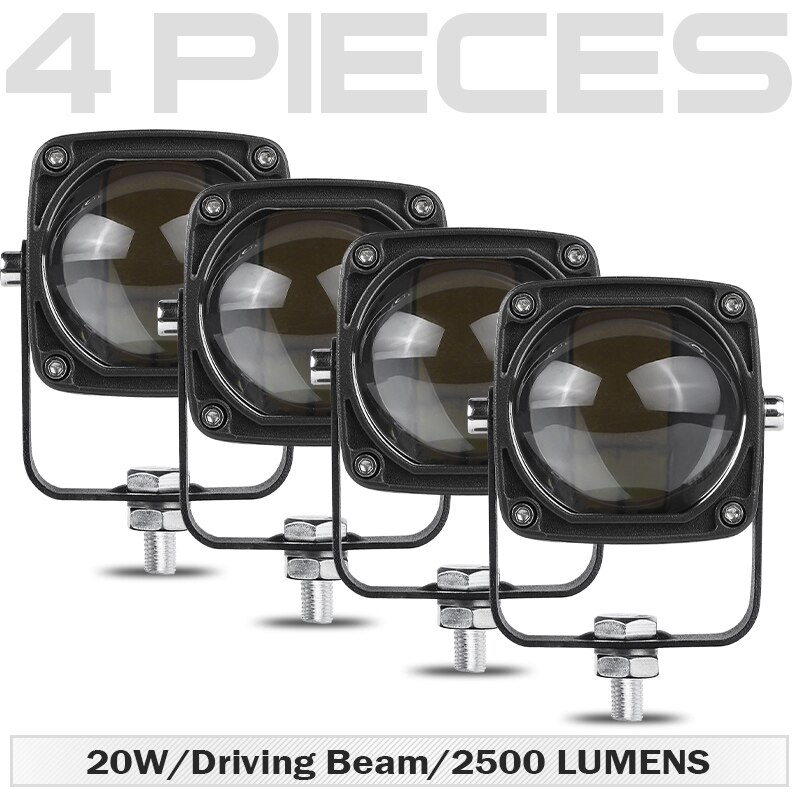 2Inch LED Work Light Black/Red Square LED Driving Light LED Pods White Yellow light 20W 2500LM For Offroad Car Truck SUV Boat: 4pcs Black