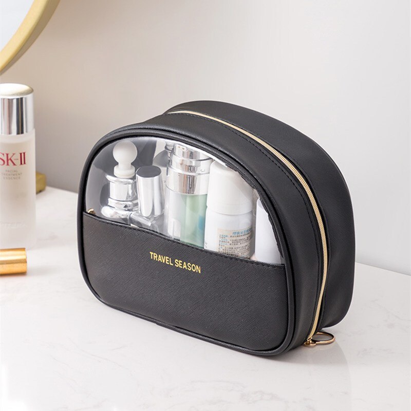 PURDORED 1 Pc Women Cosmetic Bag Travel Clear Makeup Bag Solid Color Female Mini Lipstick Make Up Pouch Necessaries