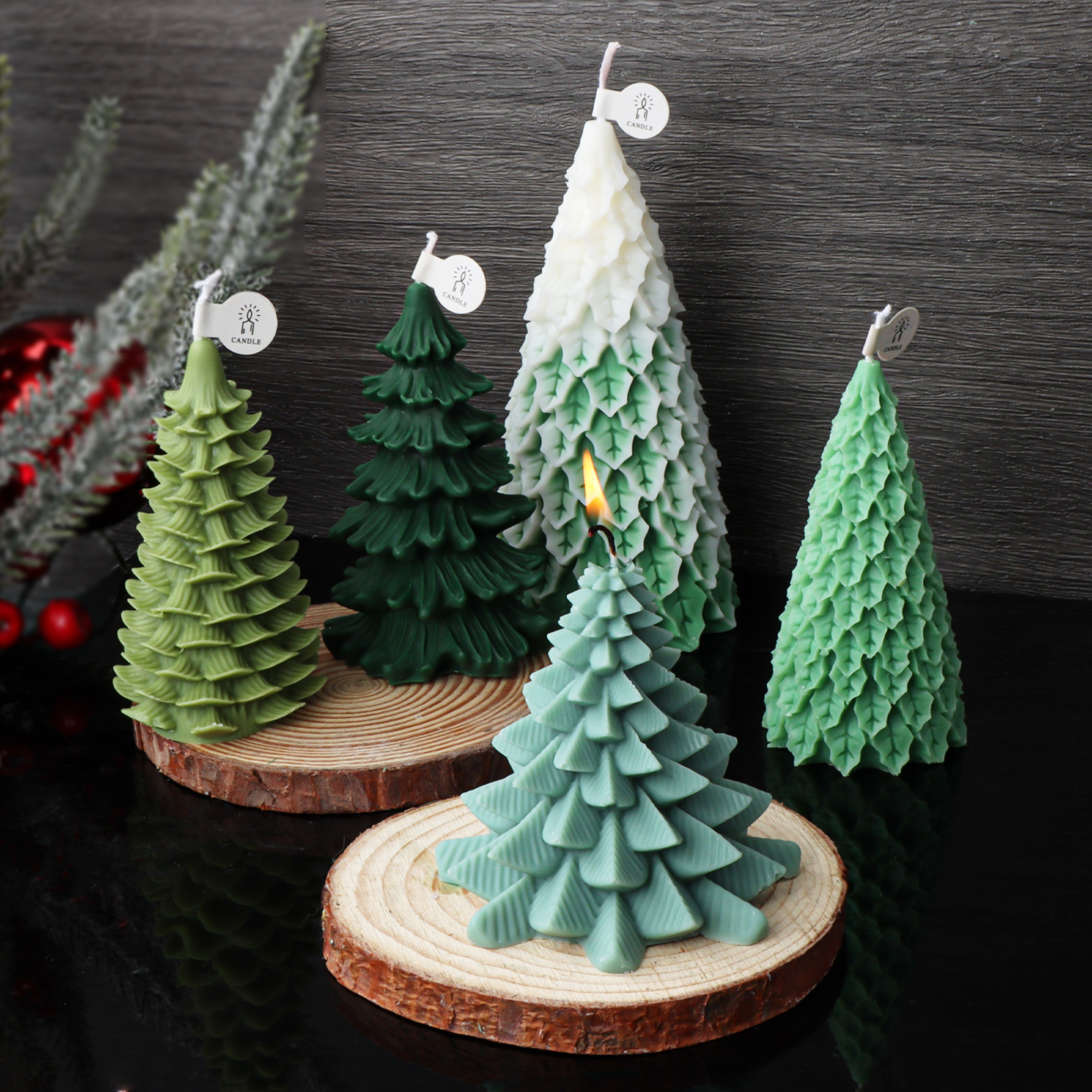 Stampo per candele per albero di Natale Candela di pino fai-da-te Stampo per gesso Stampo in resina di cemento Colata 3D Artigianato per albero di Natale Strumenti per la decorazione della casa