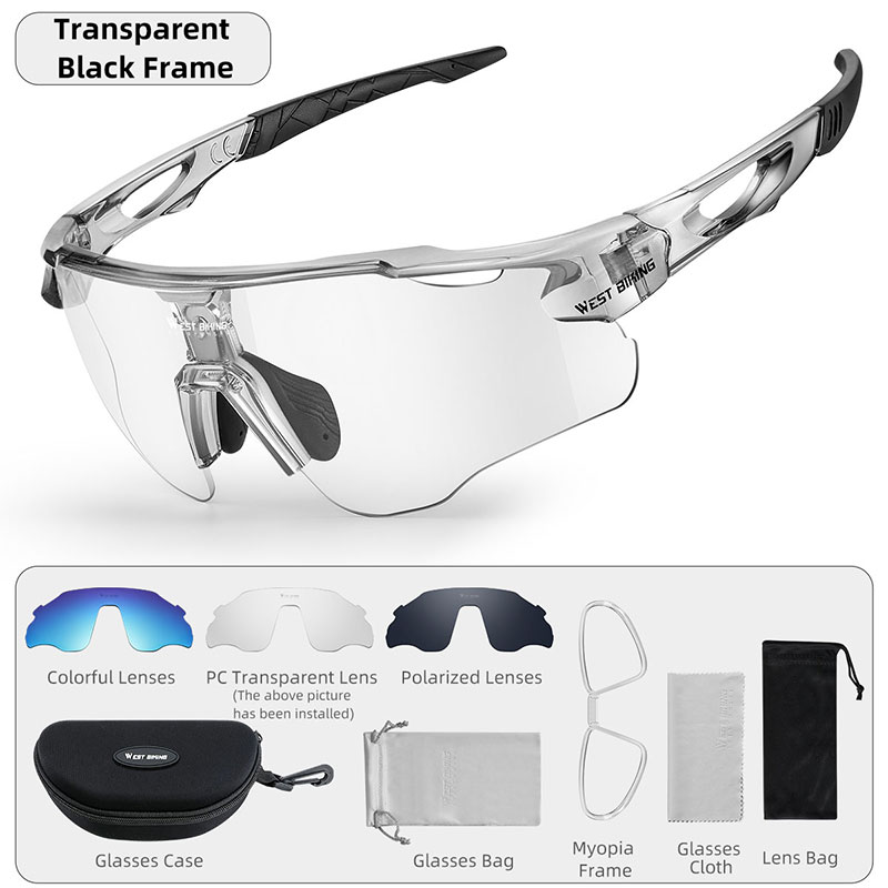 WEST BIKING Cycling Glasses With Interchangeable 3 Lenses Lightweight UV400 Sunglasses Men Women Eyewear Outdoor Sports Goggles: green