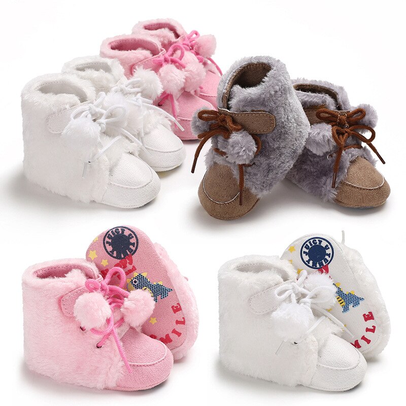 Winter Faux Fur Baby Shoes Girls Boys Warm Anti-Slip Casual Warm Sneakers Toddler Soft Soled Walking Shoes