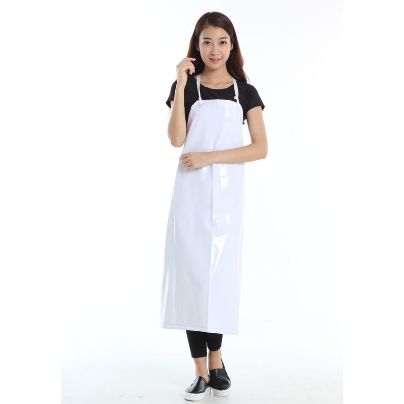 Delantal impermeable para cocina, largo, resistente al aceite, para la cintura, babero impermeable, para mesa de arroz, color blanco
