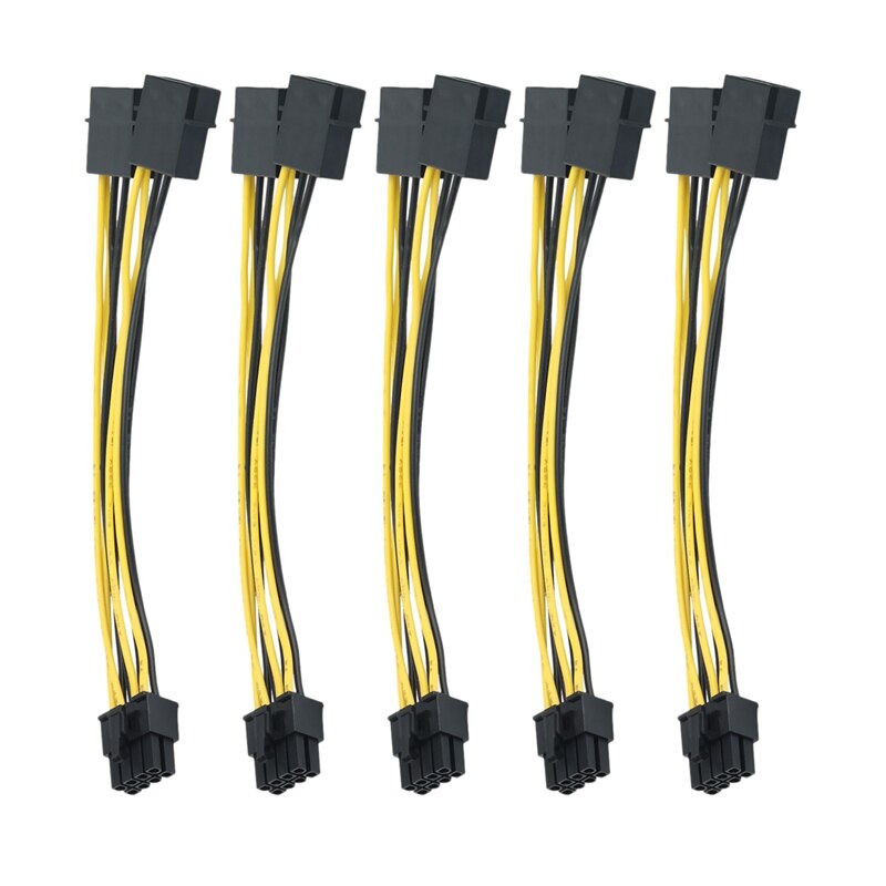 PC Server Internal Dual 2 IDE Molex to CPU 8Pin 8P Converter Power Lead Cable Cord 18AWG Wire 15cm