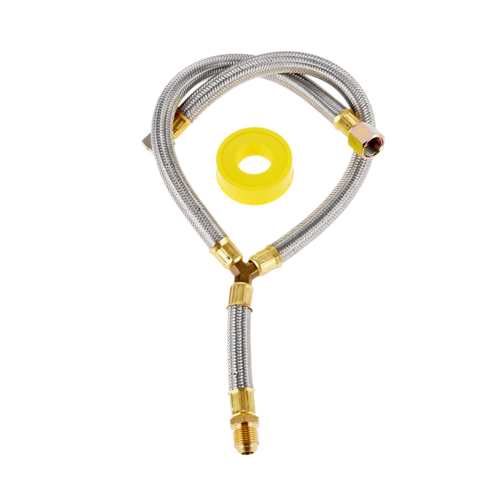 Propan Grill Y-Splitter Verlängerung Adapter Geflochtene Schlauch Länge 15 mit 3/8 aufflackern Verbindung