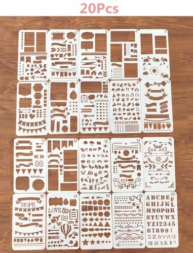 Bullet journal stencil, denna vecka, planerare stencil bullet journal tillbehör målning mall modell: 20 st