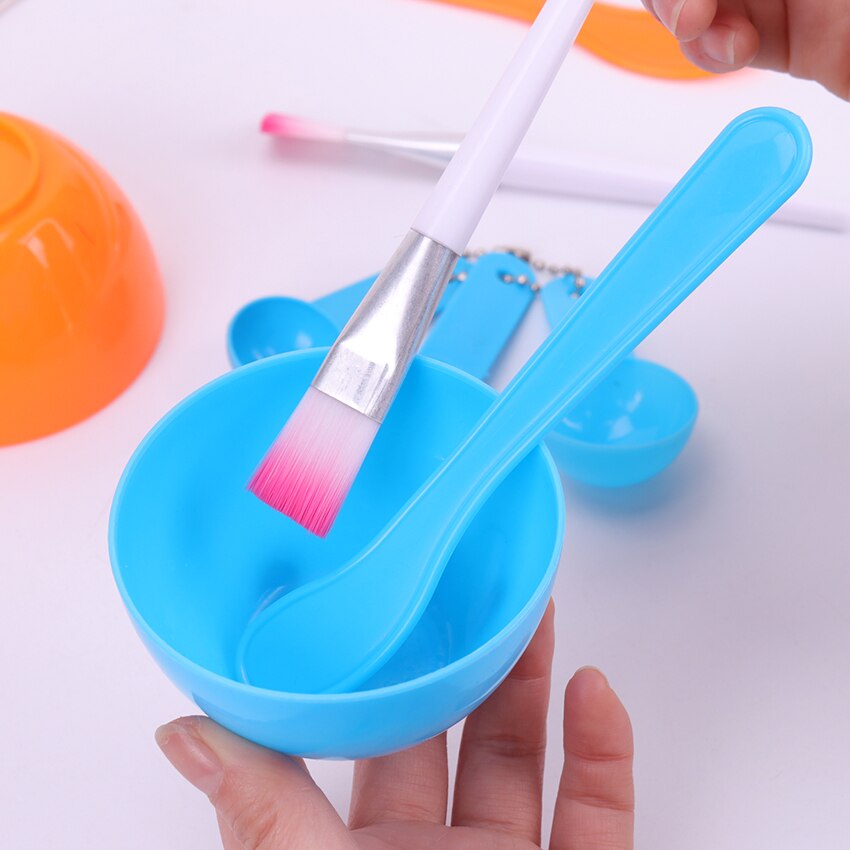 Cuenco de máscara Facial de belleza 4 en 1 DIY, herramienta cosmética de maquillaje con cepillo, varita mezclada, espátula, kit de cuchara medidora