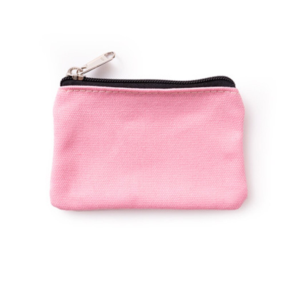 Small Canvas Zipper Pouches Cotton Cosmetic Bags Makeup Bags Cotton Canvas Coin Purse: pink