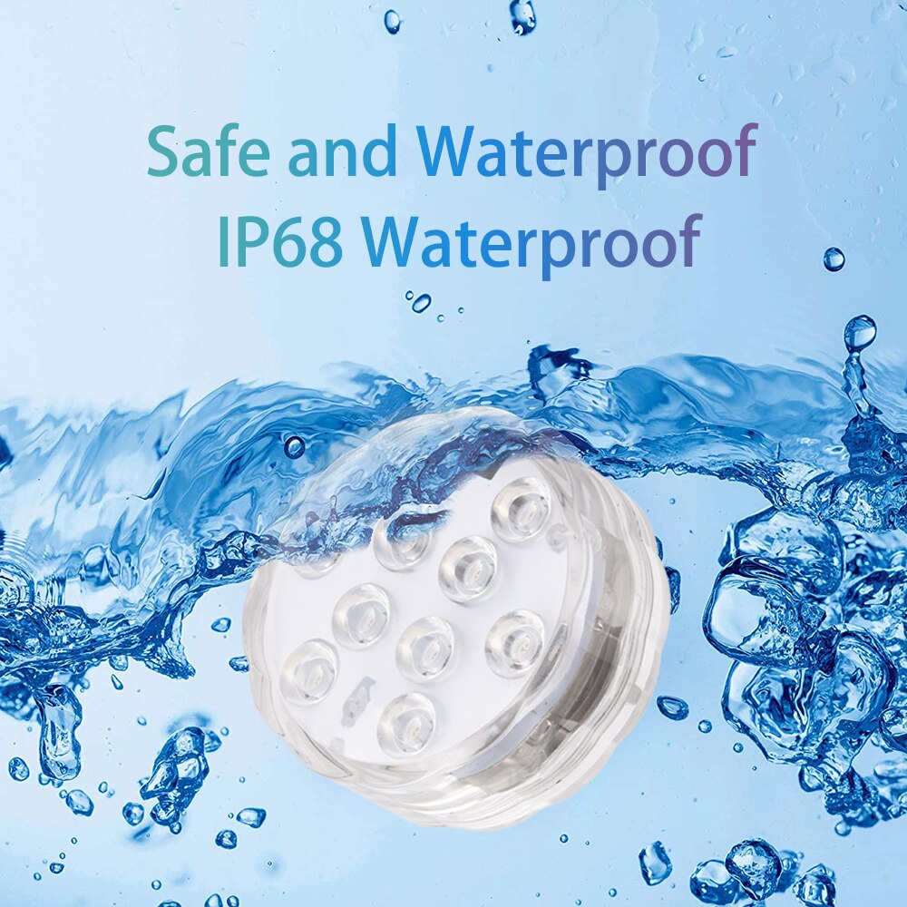 10/13 Led Remote Controlled Submersible RGB Light Pond Battery Operated Underwater Night Lamp Outdoor Garden Party Decoration