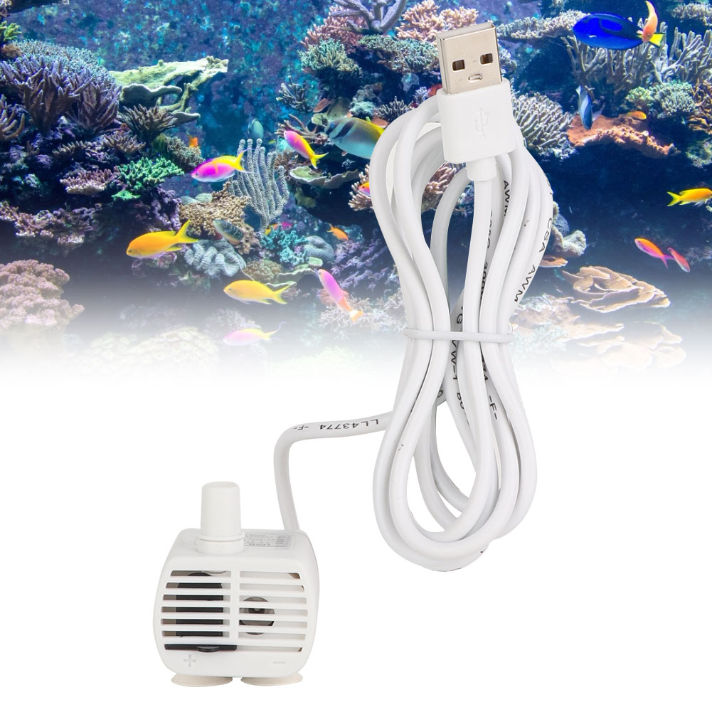 200l/ uur witte usb mini-pomp dompelpomp voor vissen, aquarium, waterdispenser voor huisdieren, waterdichte dompelpomp voor aquariums