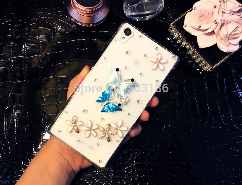 For Sony Xperia 5 8 10 Plus 1 XZ4 XA3 Z3 Z5 Compact L1 L2 L3 M5 E5 Xperia 10 II Rhinestone Flower case Diamond cover