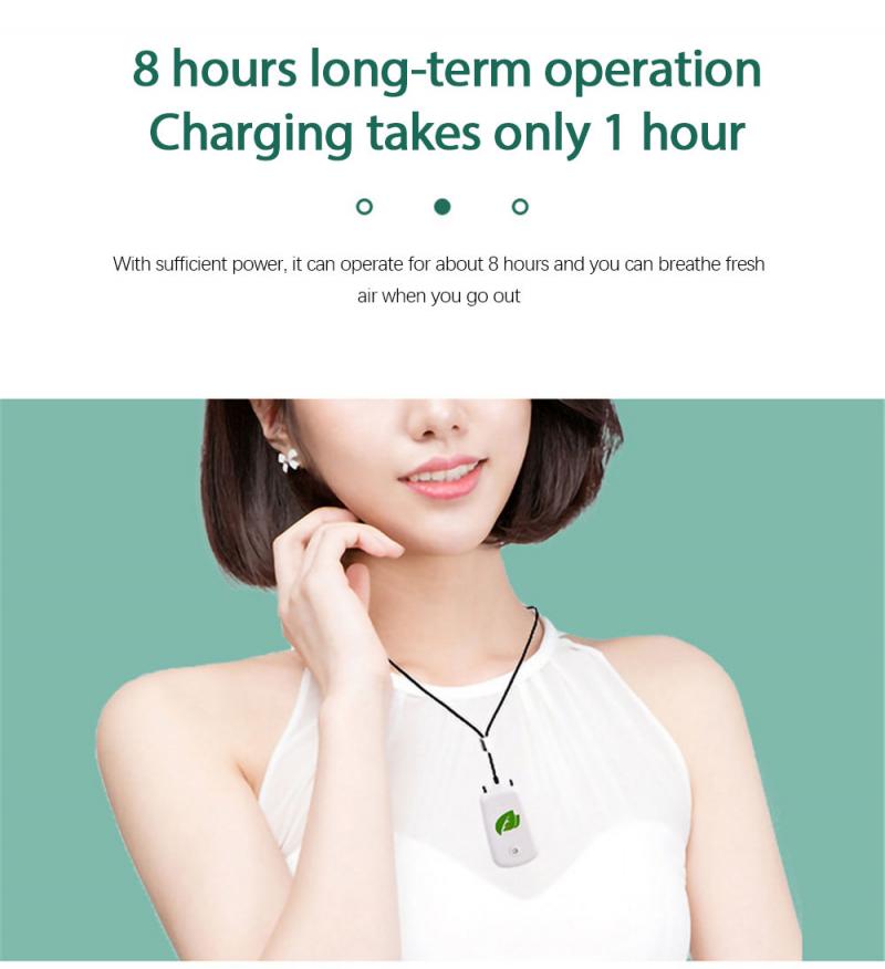 Portable Wearable Air Purifier Personal Mini Air Necklace Negative Ion Low Noise Portable Air Freshener Car Accessories
