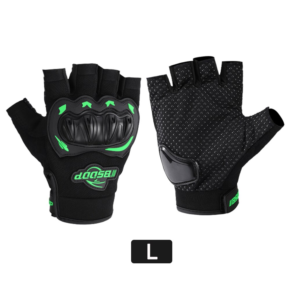 Motorcycle Half Finger Glove Motorbike Motocross Moto Hard Knuckle Fingerless Riding Biker Protective Gear gloves: GR-L