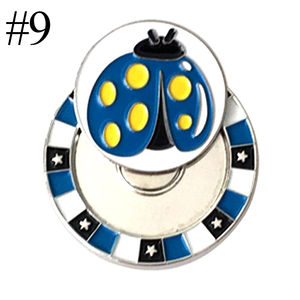 Double Layer Golf Ball Markers Assorted Patterns, Mark Golf Hat Clip Divot Tool Accessories: 9