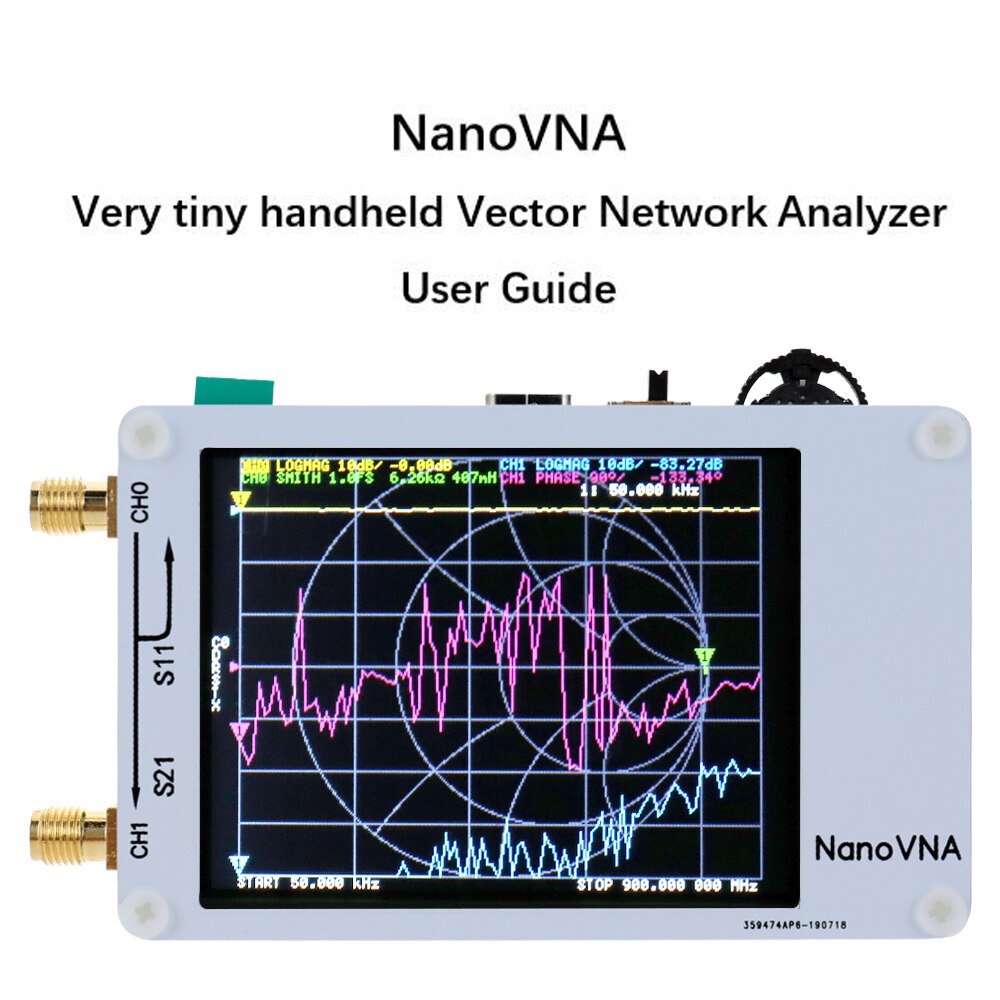 Analizador de red vectorial de mano, 50KHz-900MHz, onda corta, MF, HF, VHF, UHF, Analizador de antena, ondas de pie con pantalla táctil