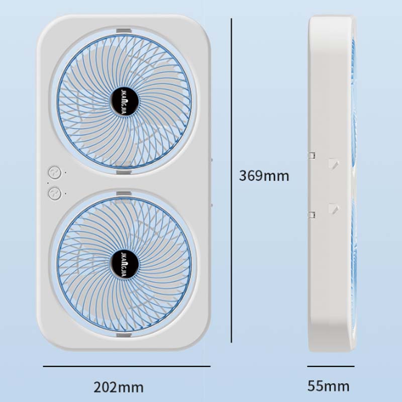 Dual Head bureauventilator met USB-opladen Draagbare wandgemonteerde stille koelventilator 3 snelheden instelbaar voor slaapzaal thuiskantoor