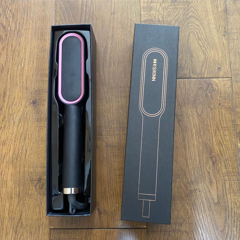 Hair Straightener Straightening Brush Heating Comb Hair Straight Styler Corrugation Curling Hair Curler Comb: Black / AU