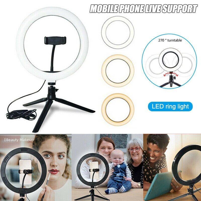 10 ''/26Cm Ring Licht Met Standaard Led Camera Selfie Licht Ring Voor Smart Telefoon Statief En Telefoon houder Voor Video Fotografie