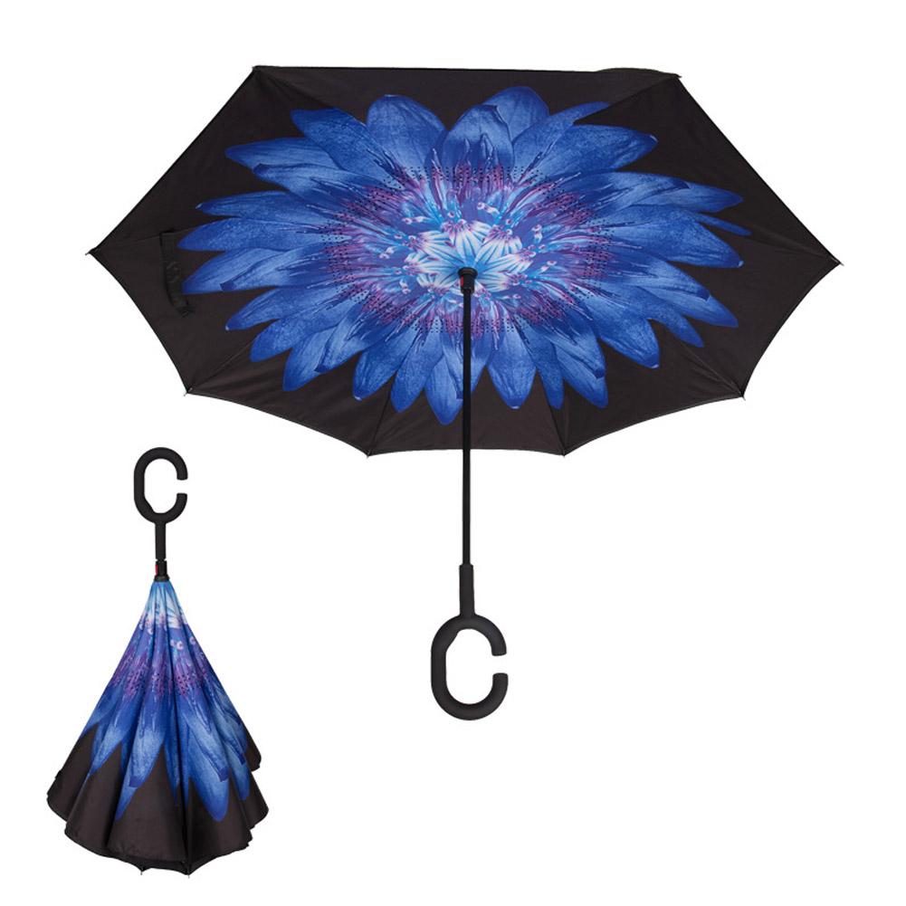 Dobbeltlags doven paraply vindtæt omvendt foldning omvendt chuva paraply selvstående regnbeskyttelse c-krog hænder til bil: -en