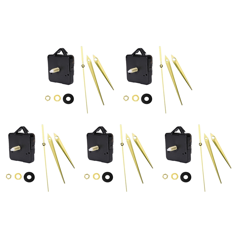 5Pcs Silent Quartz Clock Movement Mechanism Hands Kit Wall Clock Motor Mechanism Replacement Repair Tools Part Clock Kit