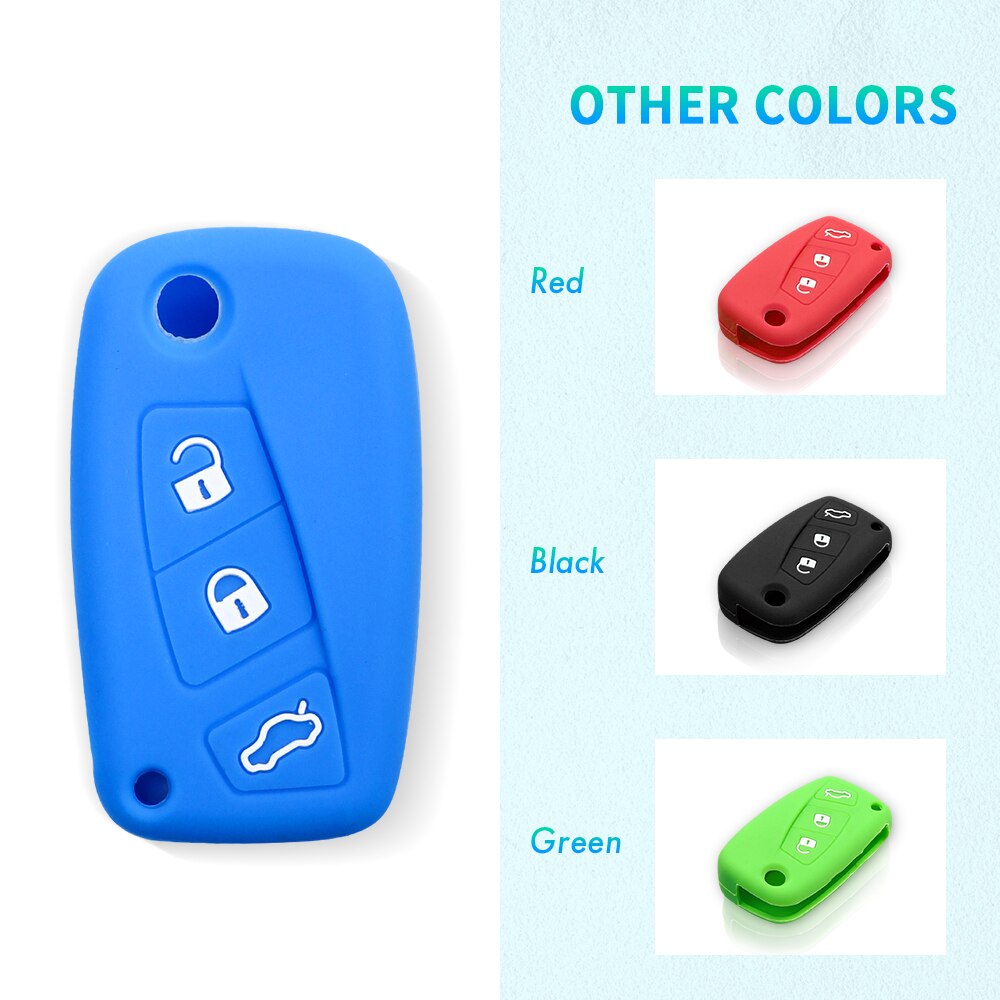 KEYYOU-Funda de goma de silicona para llave de coche, carcasa de 3 botones para FIAT, Panda, Stilo, Punto, Ducato, Doblo, Minibus, Grande, Bravo, 500 Fob