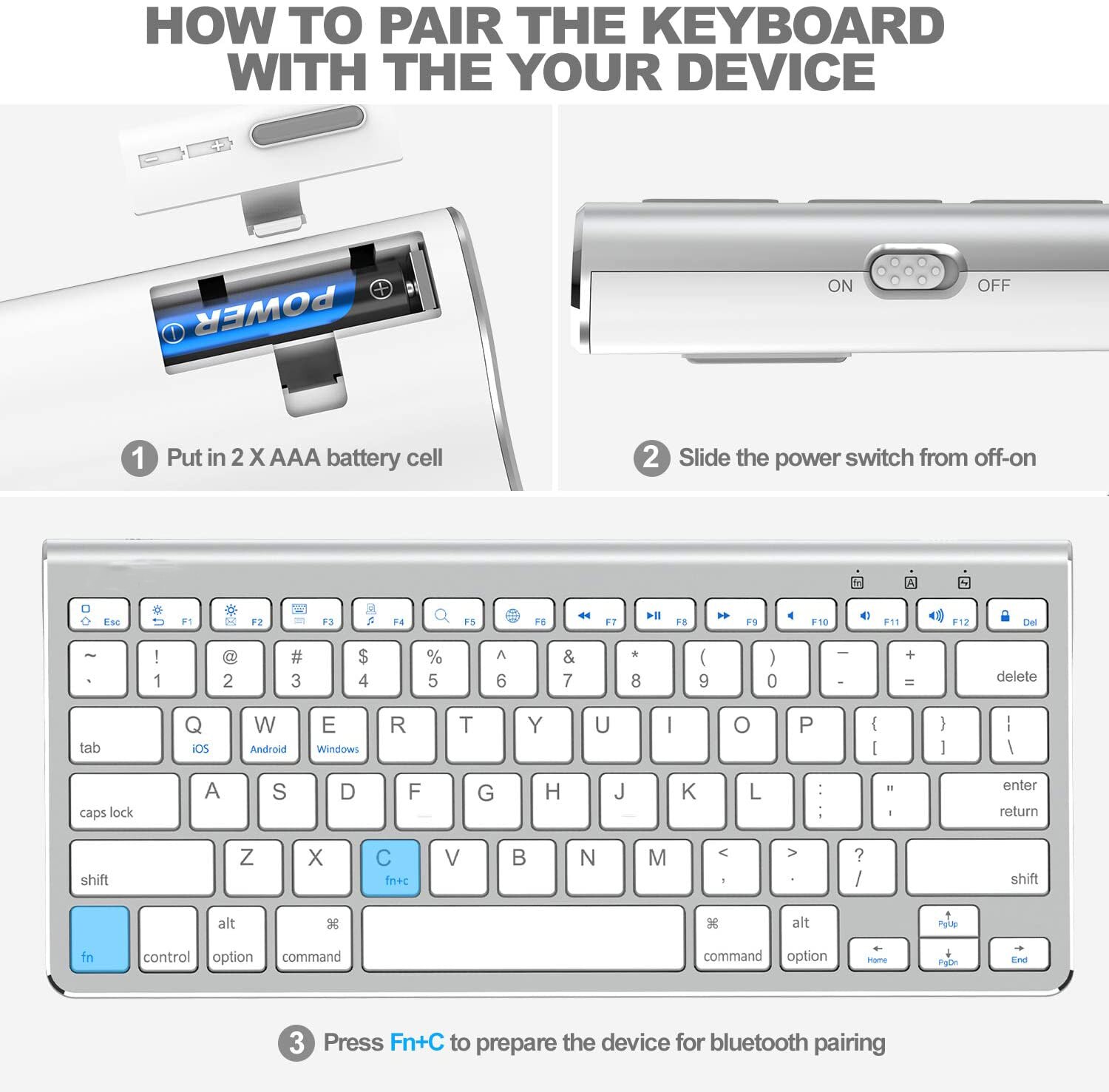 Wireless Bluetooth Keyboard with Sliding Stand Compatible with Apple iPad iPhone Samsung Android Windows Tablets Phones Keyboard