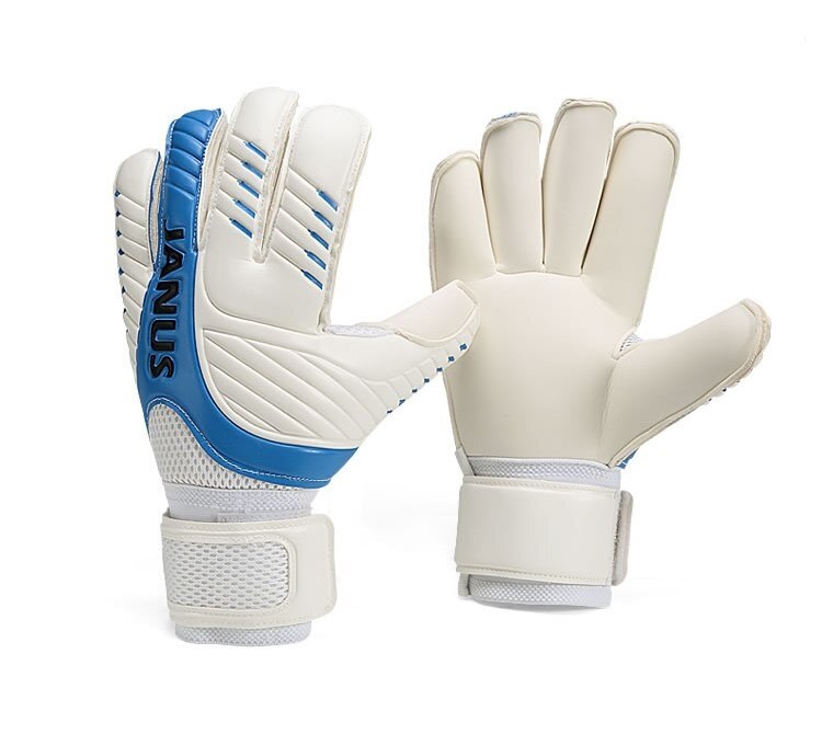 Janus Goalkeeper Goalie Keeper GK Gloves Roll Finger Soccer Size 6 7 8 9 10 BLACK RED BLUE WHITE: Blue White / Size 7