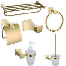 Europa luksus badeværelse hardware sæt plads klassisk glas guld finish messing badetilbehør til badeværelse forbedring