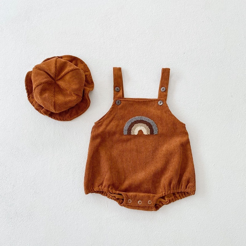 Neugeborenen Kabel Strampler Regenbogen Baby Schlinge Hütte einstellen Baby Mädchen Kleidung Weiche Overall Kleinkind Jungen Kleidung lässig Infantil Roupas: Braun / 80(12-18 M)