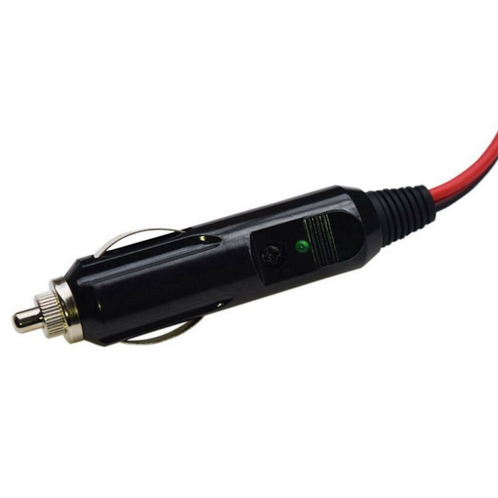 12V Heavy Duty 15A Car Cigar Lighter Male Plug Adapter Cord Wire Cable 1M With Green LED Indicator Light