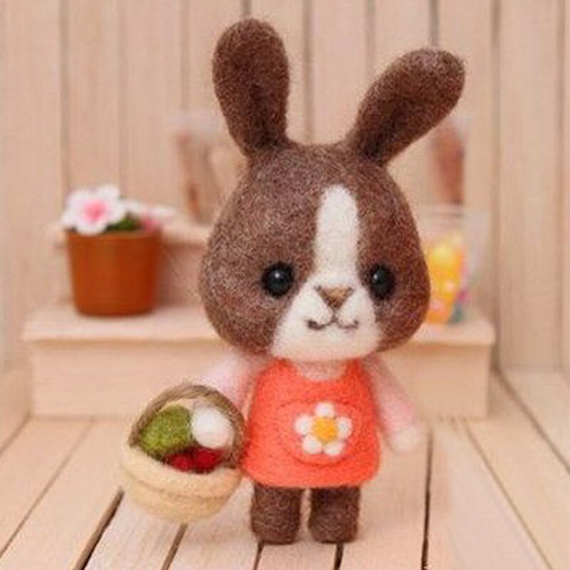Jiwuo Toy Doll Wool Animal Wool Felt Poked Felt Craft DIY Non Finished Poked Set Handcraft Kit for Needle Material Bag Newest