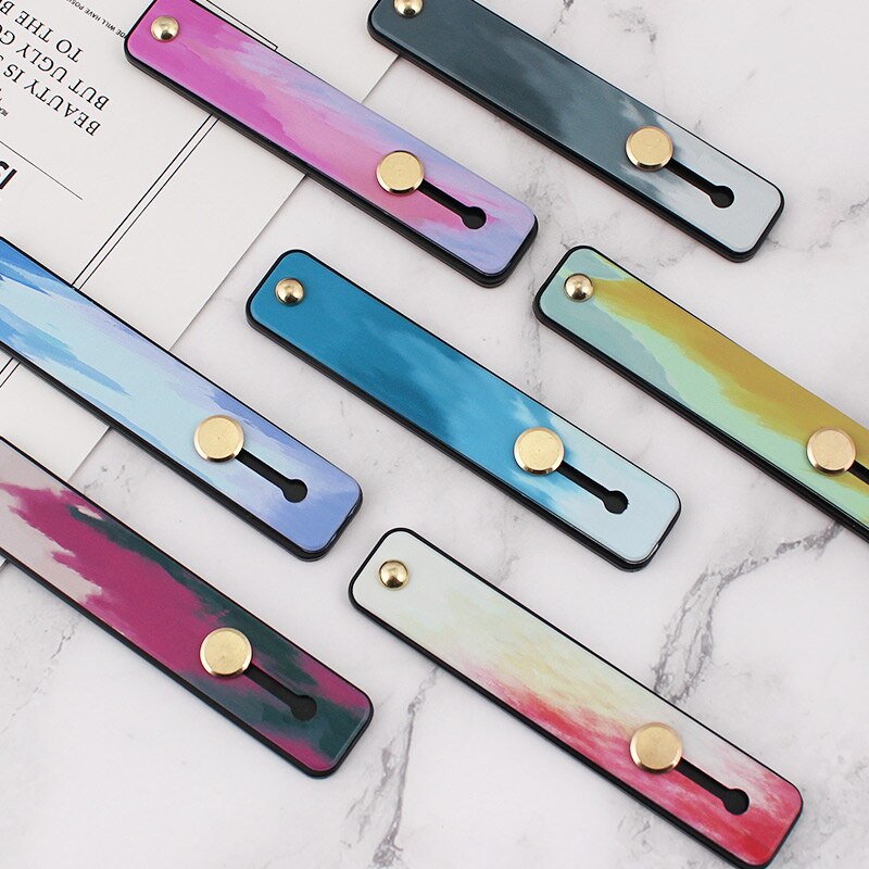 Soporte para teléfono con anillo para dedo, banda para la muñeca de Color liso caramelo, agarre para dedo, soporte para teléfono móvil Universal