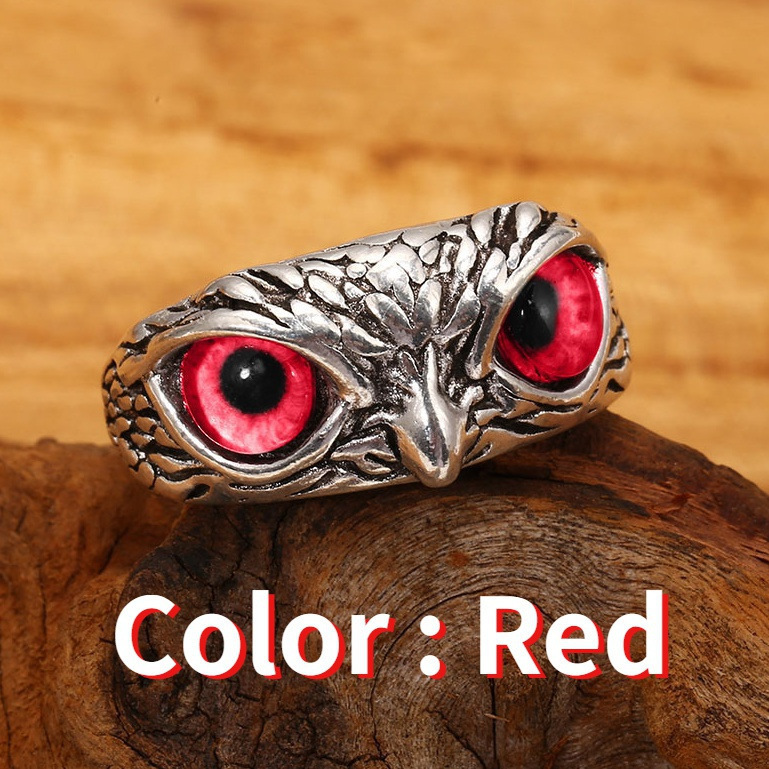 Charm Vintage Uil Ring voor Mannen Vrouwen Schattige Dieren Uil Jeugd Gothic Ringen Sieraden Accessoires: Rood