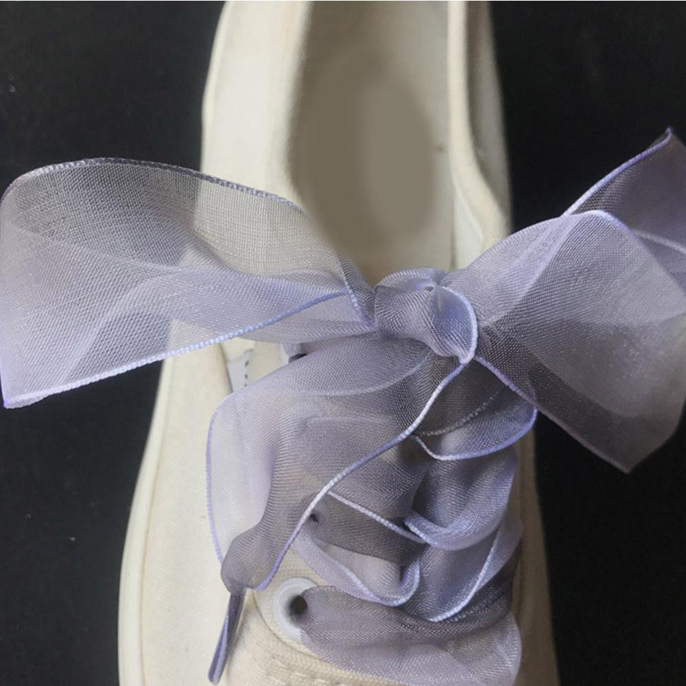 1 paar Satin- Seidenband Schnürsenkel Weiß Sneaker Schuhe Spitze Leinwand Schnürsenkel 4cm Breite 90cm Länge Schnürsenkel