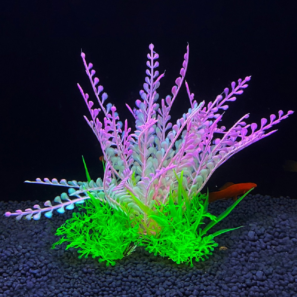 Plantas artificiales para decoración de acuario, adorno de malezas de agua, planta acuática, accesorios de decoración de césped para pecera, 14cm