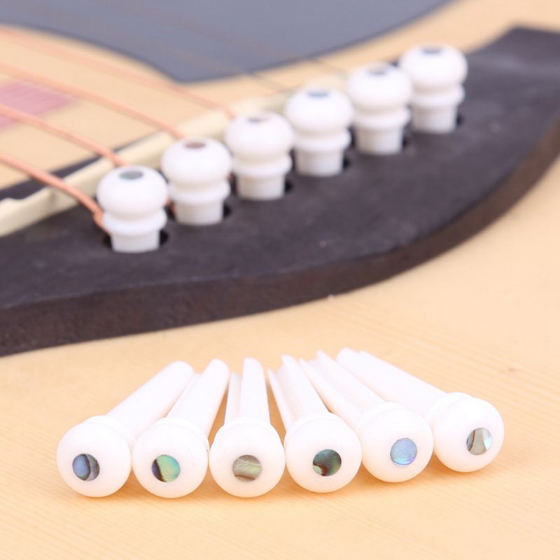 Pure Bone Bridge Pins with Abalone Dot Inlay for Six String Acoustic Guitar