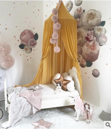 Nordic Stijl Prinses Kant Kids Baby Bed Kamer Luifel Klamboe Gordijn Beddengoed Koepel Tent: A