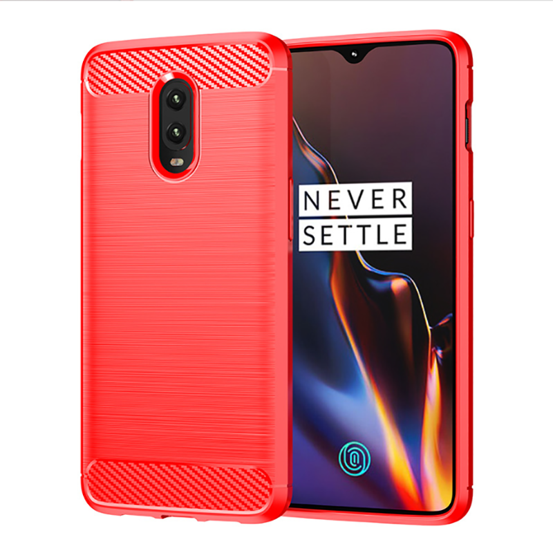 【Style fibre de carbone】 pour étui OnePlus 6 6T 7 7T 8 8T Pro, housse antichoc hybride en Silicone TPU, Coque arrière mate anti-rayures: Rouge / Oneplus 8 pro