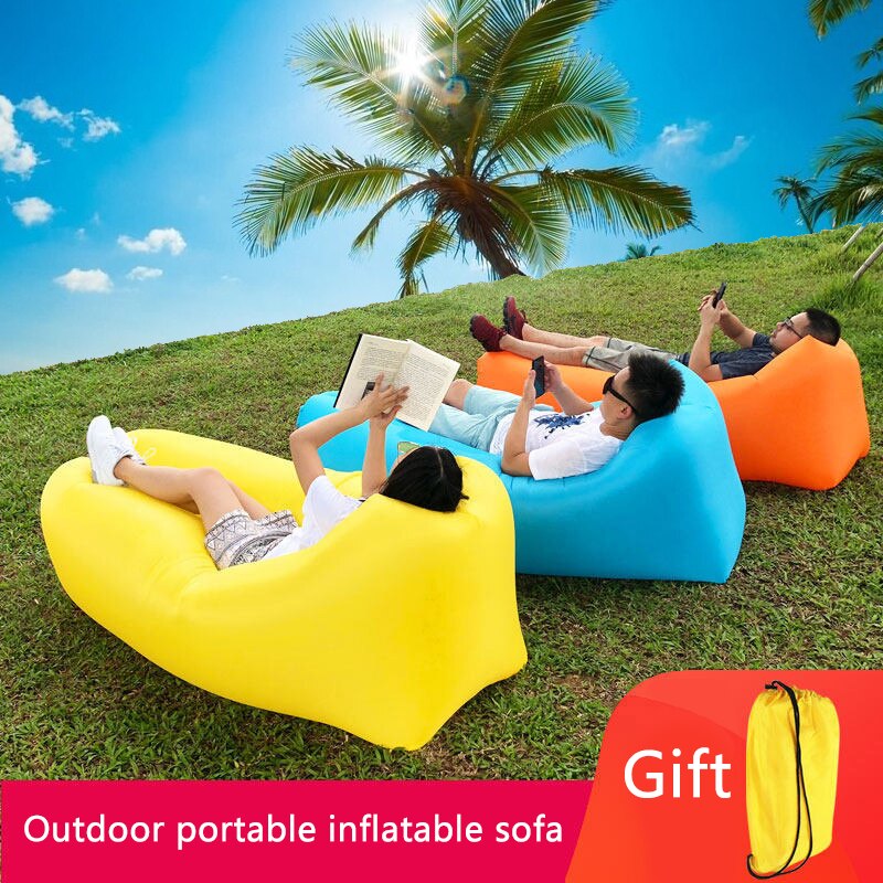 Oppustelig lounger air sofa doven taske ultralet dun sovepose air bed hængekøje oppustelig sæde til strand camping rejse
