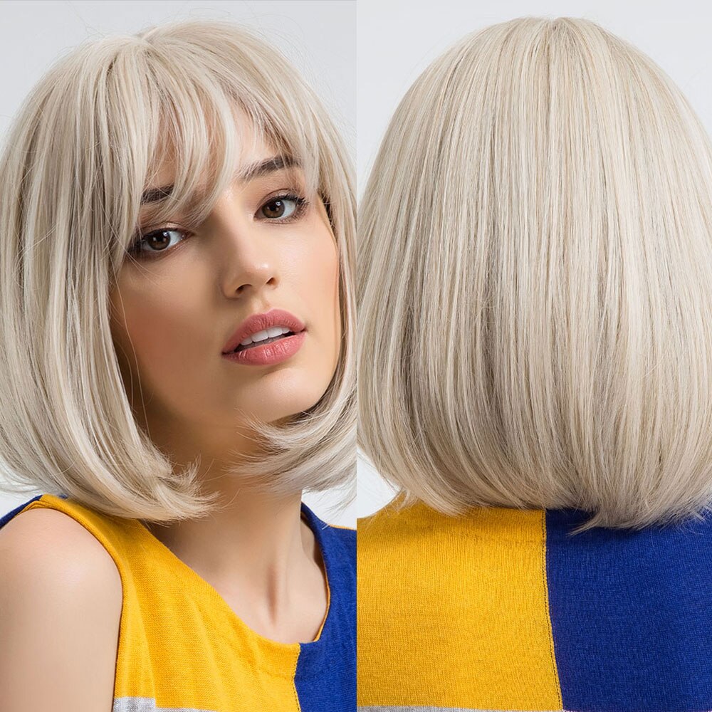 Vinho curto vermelho Bob perucas para mulheres Borgonha Bob perucas com Franja grossa peruca sintética resistente ao calor: #6