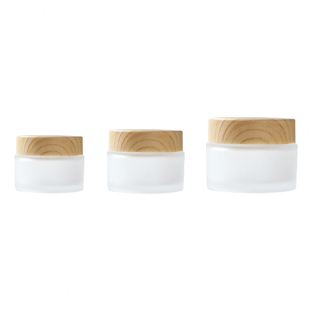 Bouteille vide de 30ml/50ml/80ml/10g/20g/30g, Surface mate avec couvercle en Grain de bois, vaporisateur de cosmétiques en verre pour voyage