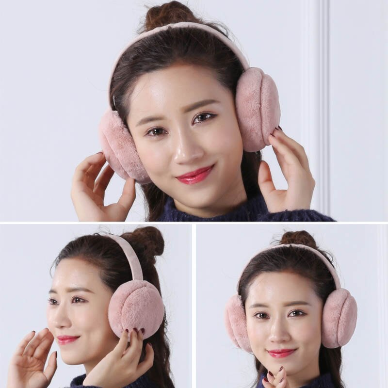 Hiver unisexe hiver cache-oreilles en peluche pliable couleur unie femmes hommes chauffe-oreilles Orejeras De Invierno