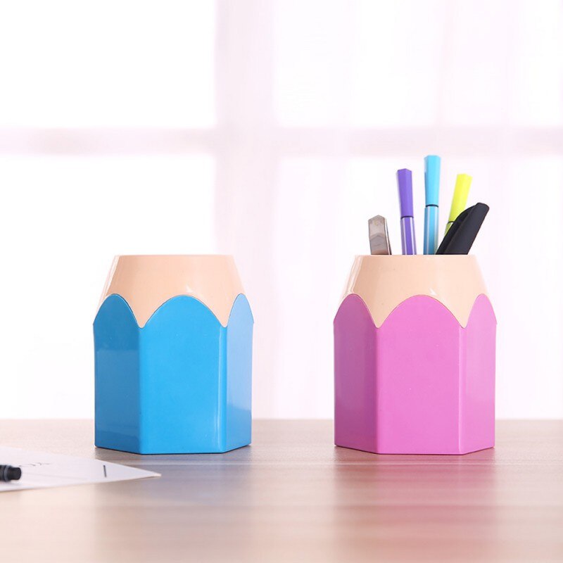 5pcs/set Pencil Shape Pen Holder Funny Pencil Pot Makeup Brush Holder Stationery Storage Organizer Desk Tidy Container