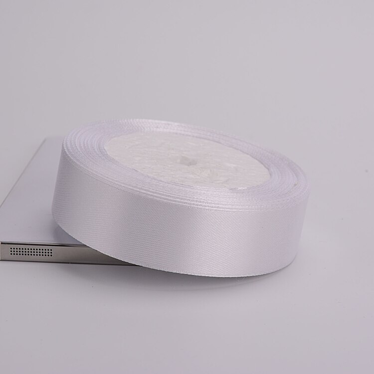 (25 yards/rulle )6mm-75mm hvide silke satinbånd bryllup dekorativt bånd indpakning gør-det-selv håndlavede materialer 9 str.: 25mm hvide