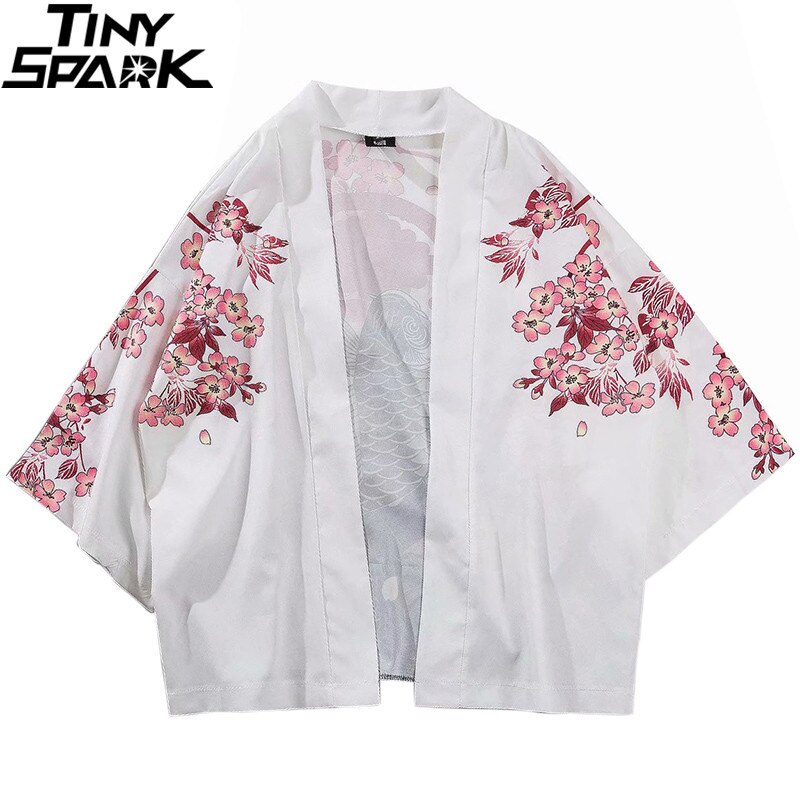 Japanese Kimono Jacket Koi Fish Printed Harajuku Hip Hop Men Japan Style Streetwear Jacket Summer Thin Clothes Loose Kimono