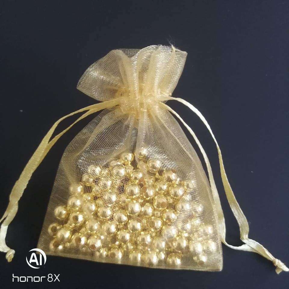Gold Clear Small Jewelry Bag Pouches Bags Drawstring Bag Packing Pouch Christmas Wedding Birthday Party Organza GiftBag