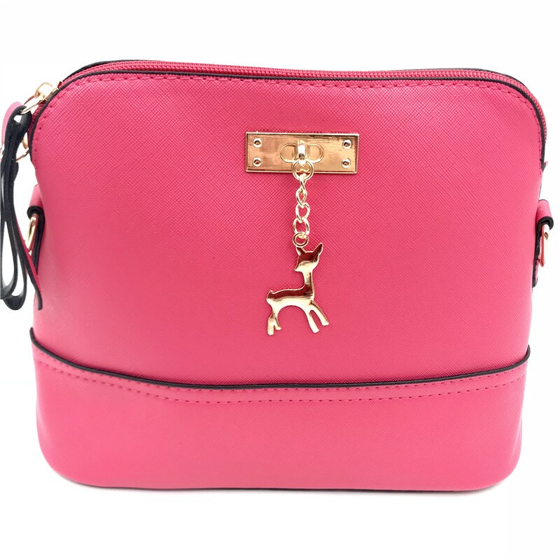 Vrouwen Handtassen Mode Shell Tas Lederen Vrouwen Messenger Bags Meisjes Voor Schoudertassen Decoratieve Herten Branded Bag: RoseRed